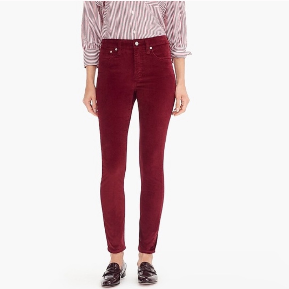 J Crew Red Velvet Toothpick Jean